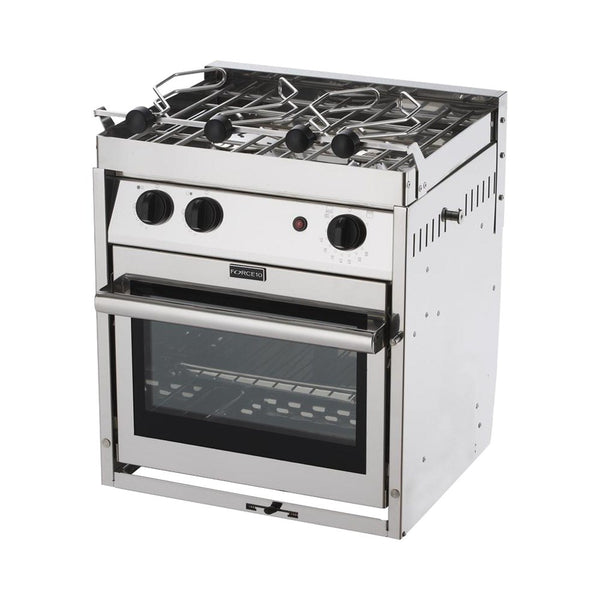Force 10 F63258 Gimbaled Ranges 2-Burner Marine Stove with Oven & Broiler - Euro Compact