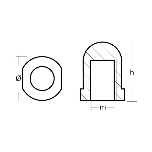 Tecnoseal 00490 Renault Marine Propeller Nut Anode - Zinc