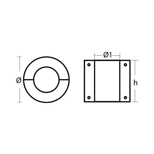 Tecnoseal 100 mm Cylindric Shaft Anode - Zinc