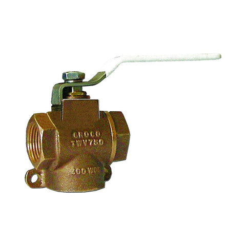 Groco TWV Series Bronze 3-Way Valve Fittings - BSPP