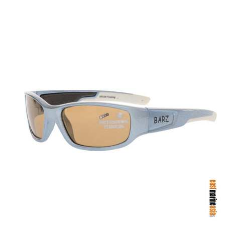 Barz Optics The Grom Floating Polarised Kids Sunglasses - Aluminium Blue with Neoprene Case & Retainer